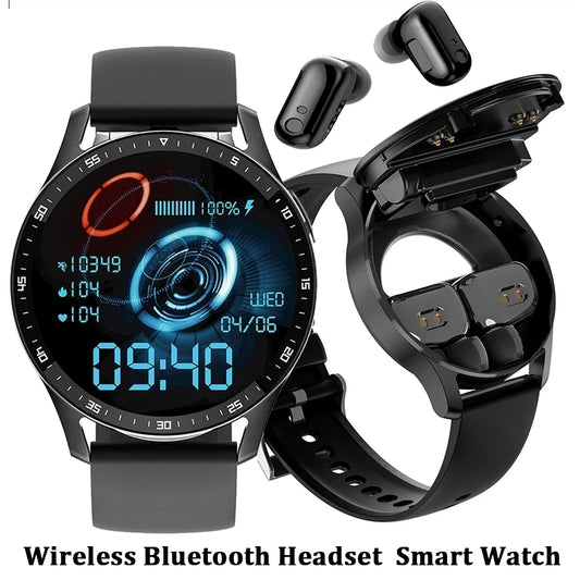 GEJIAN-X7Headphone relógio inteligente, sem fio bluetooth, conexão dupla fone de ouvido, esportes fitness móvel, TWS, 2 em 1